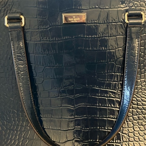 Kate Spade: Elissa Bristol Drive Croc Embossed Tote Bag- Petrol Blue - Picture 6 of 16